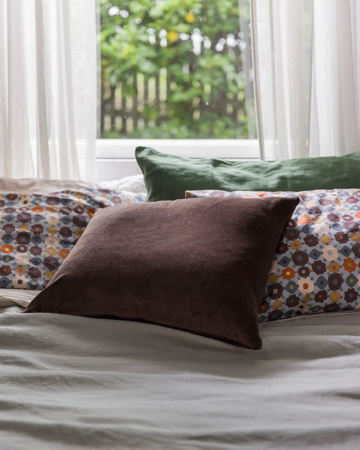 Cotton Velvet Cushion - Henna