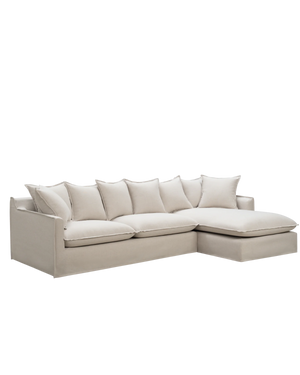 Juno Slipcover 4 Seater RHF Chaise Sofa - Luna Oatmeal