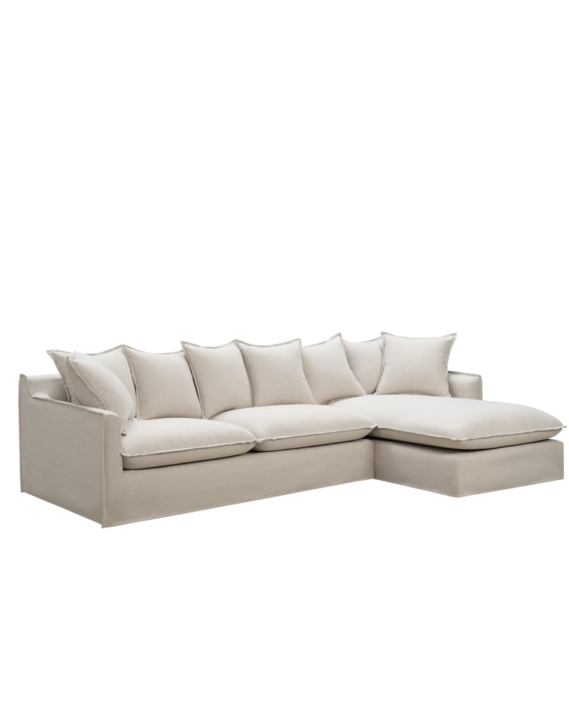 Juno Slipcover 4 Seater RHF Chaise Sofa - Luna Oatmeal