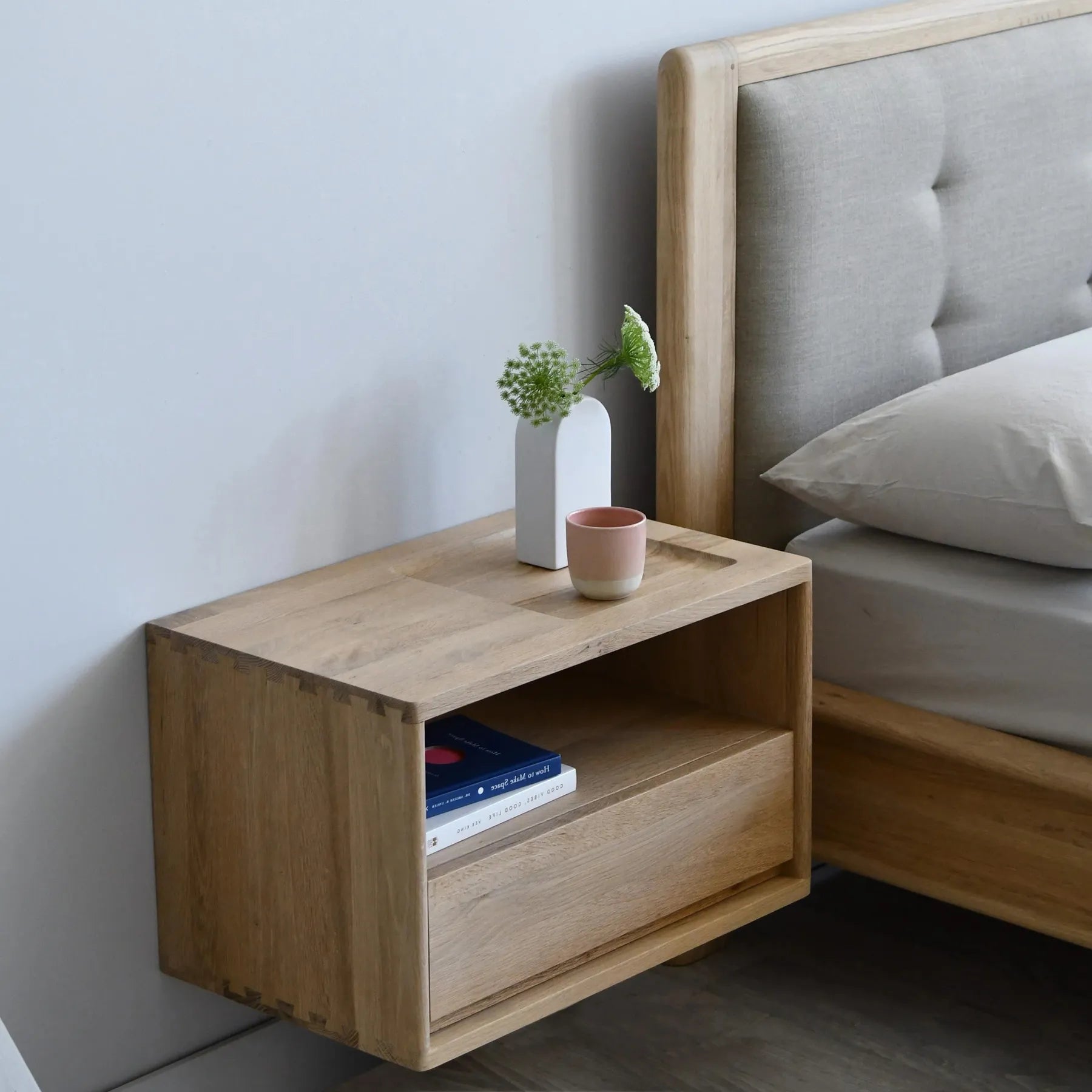 Circa Hanging Bedside Table Left - Oak