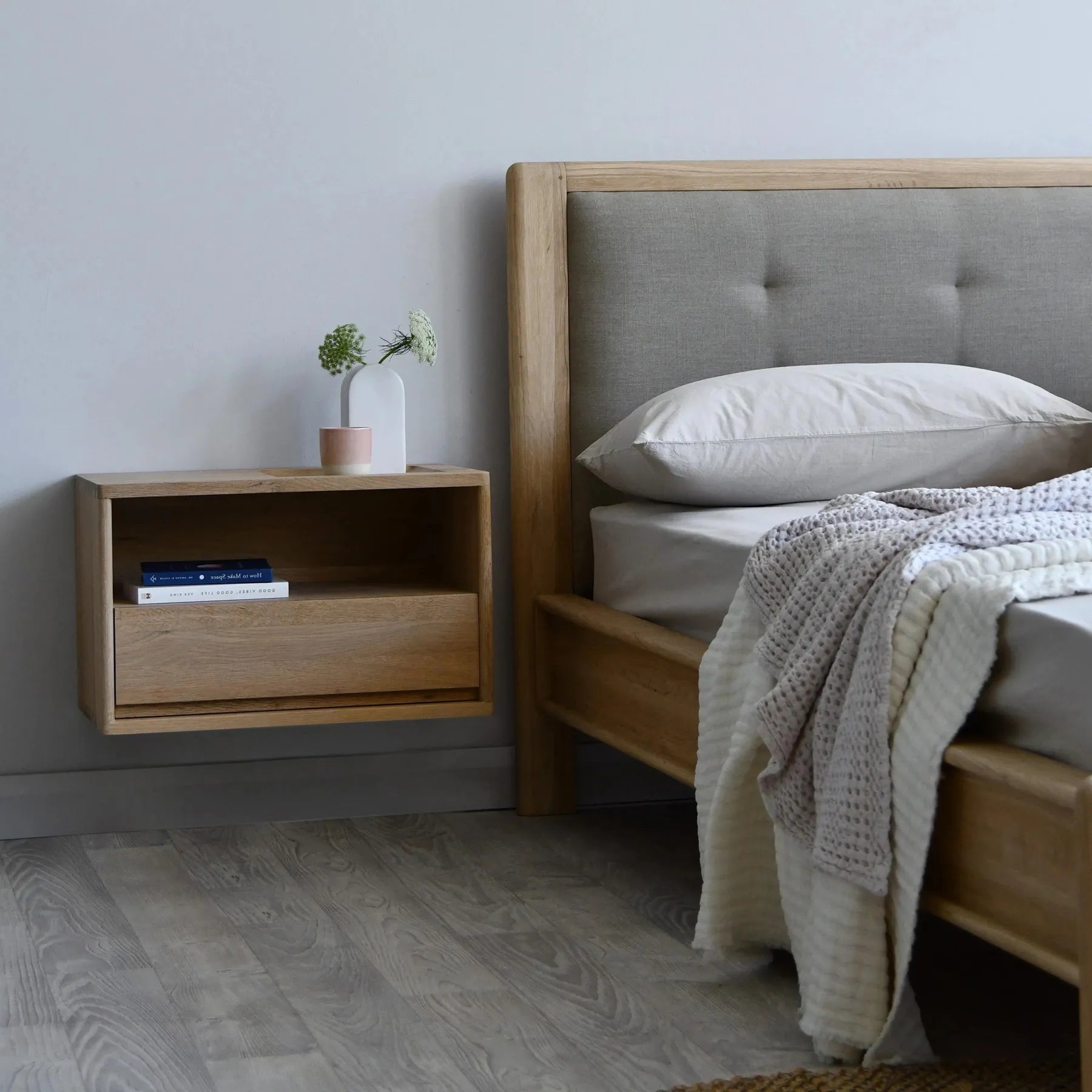 Circa Hanging Bedside Table Left - Oak