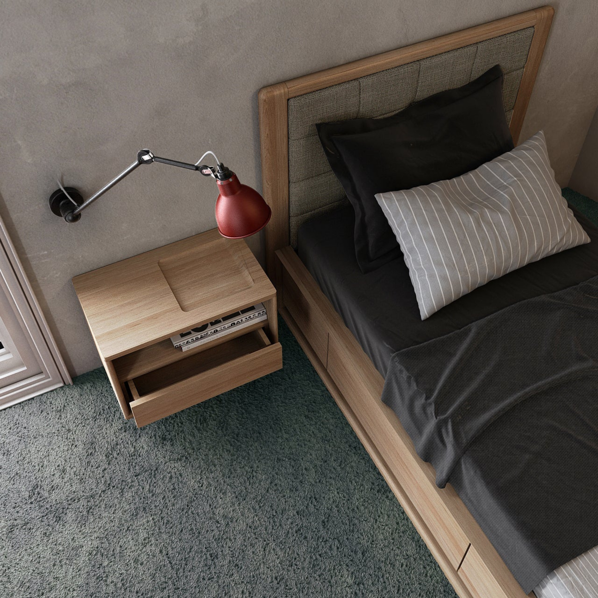 Circa Hanging Bedside Table Right - Oak