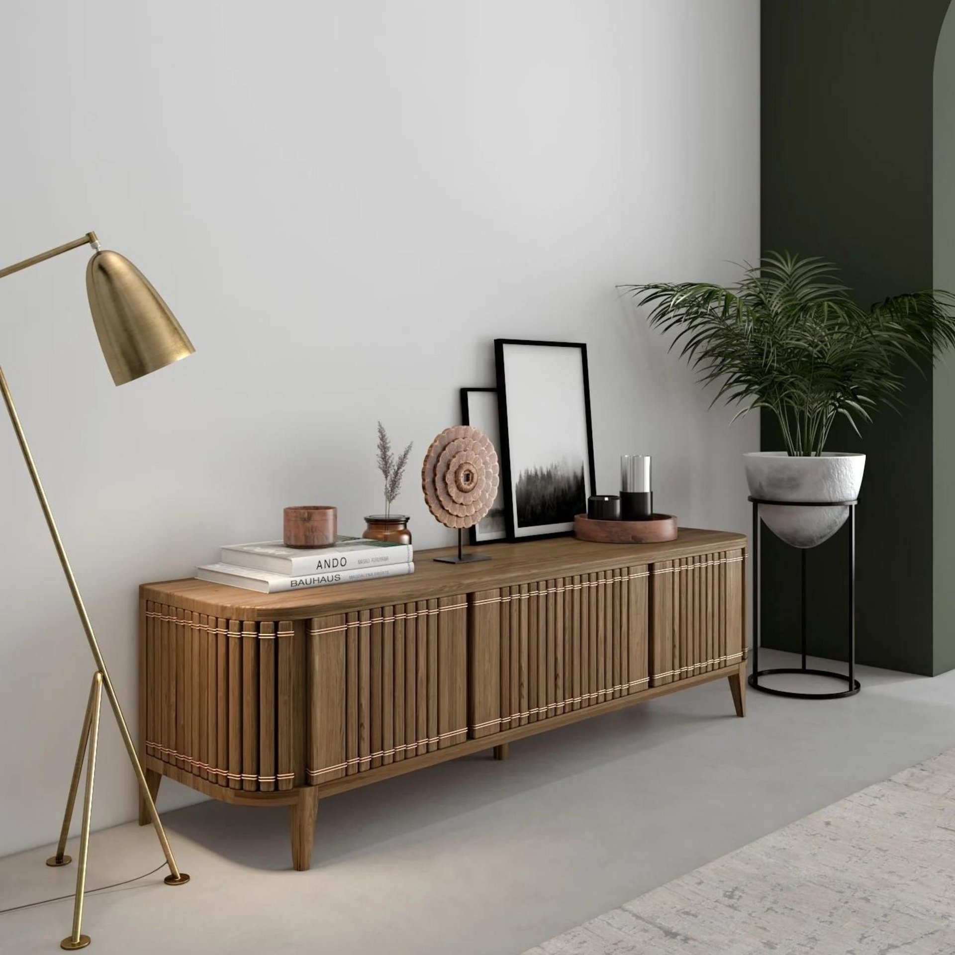 Koppar Media Cabinet W 3 Dr Teak