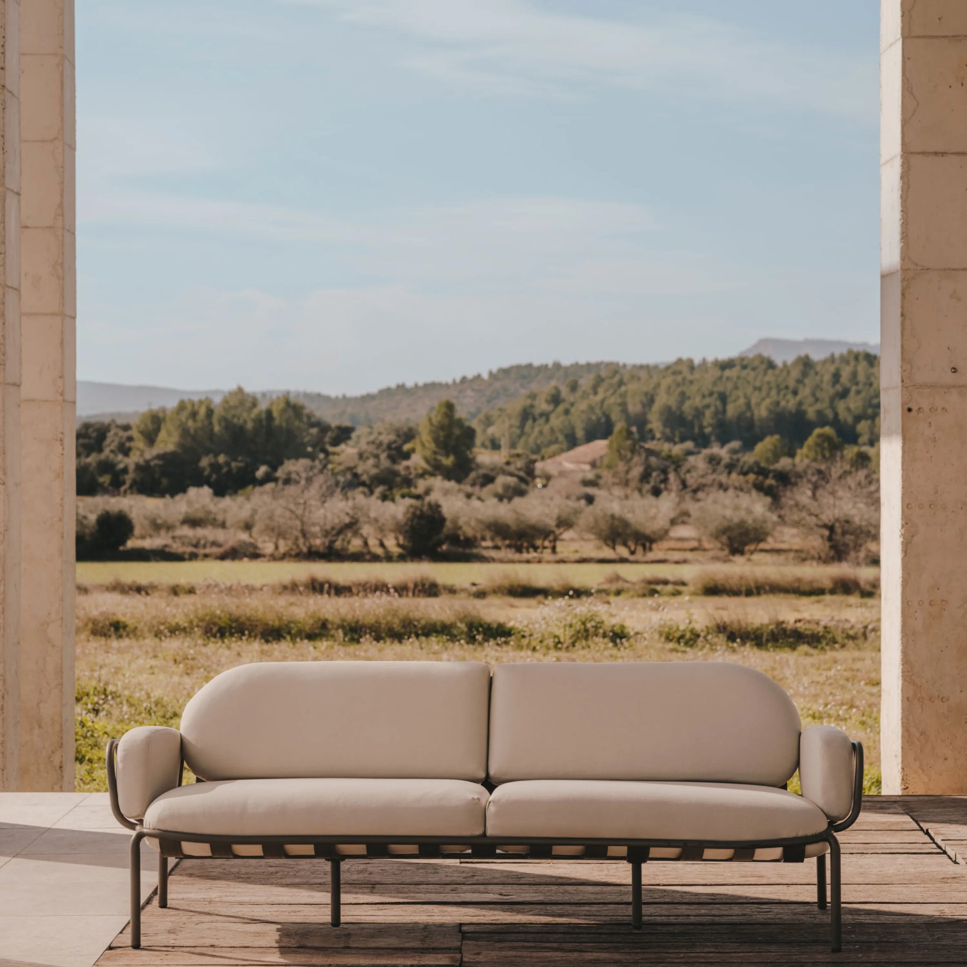 Joncols Outdoor 3 Seater Sofa - Grey