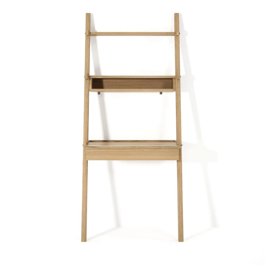 Simply City Ladder Shelves w/Drawer Desk & Niche - Oak