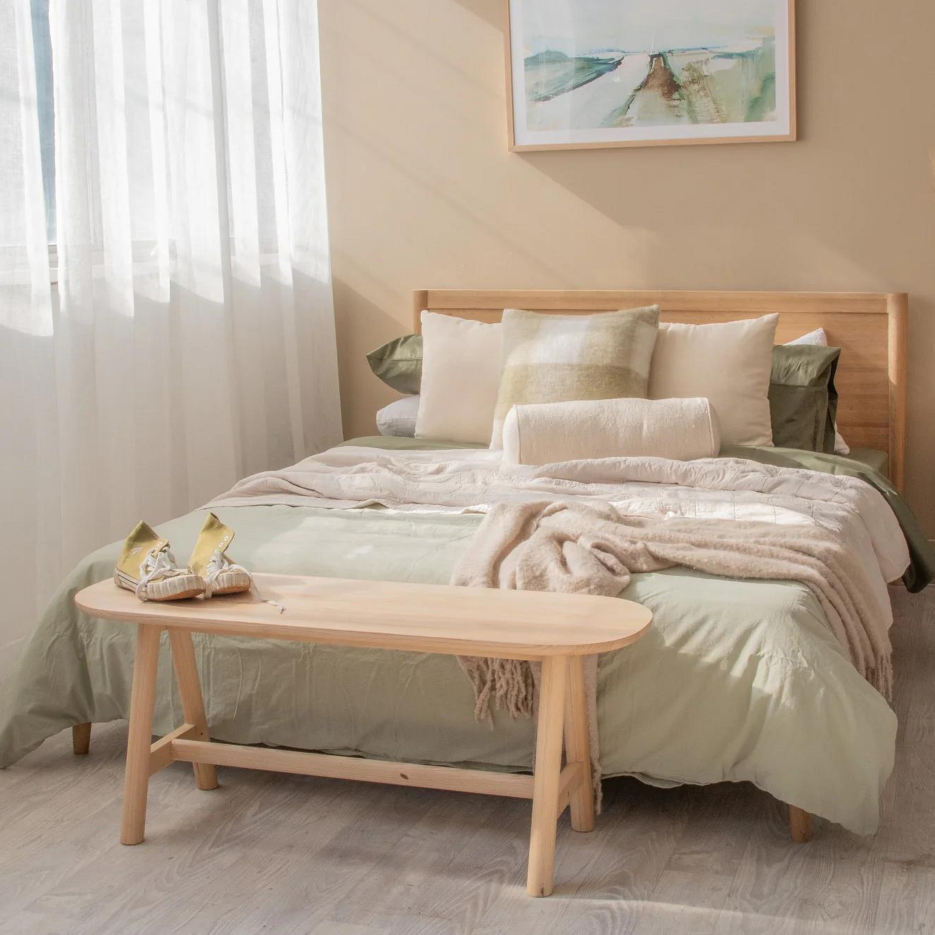 Vintage Queen Bed - Oak
