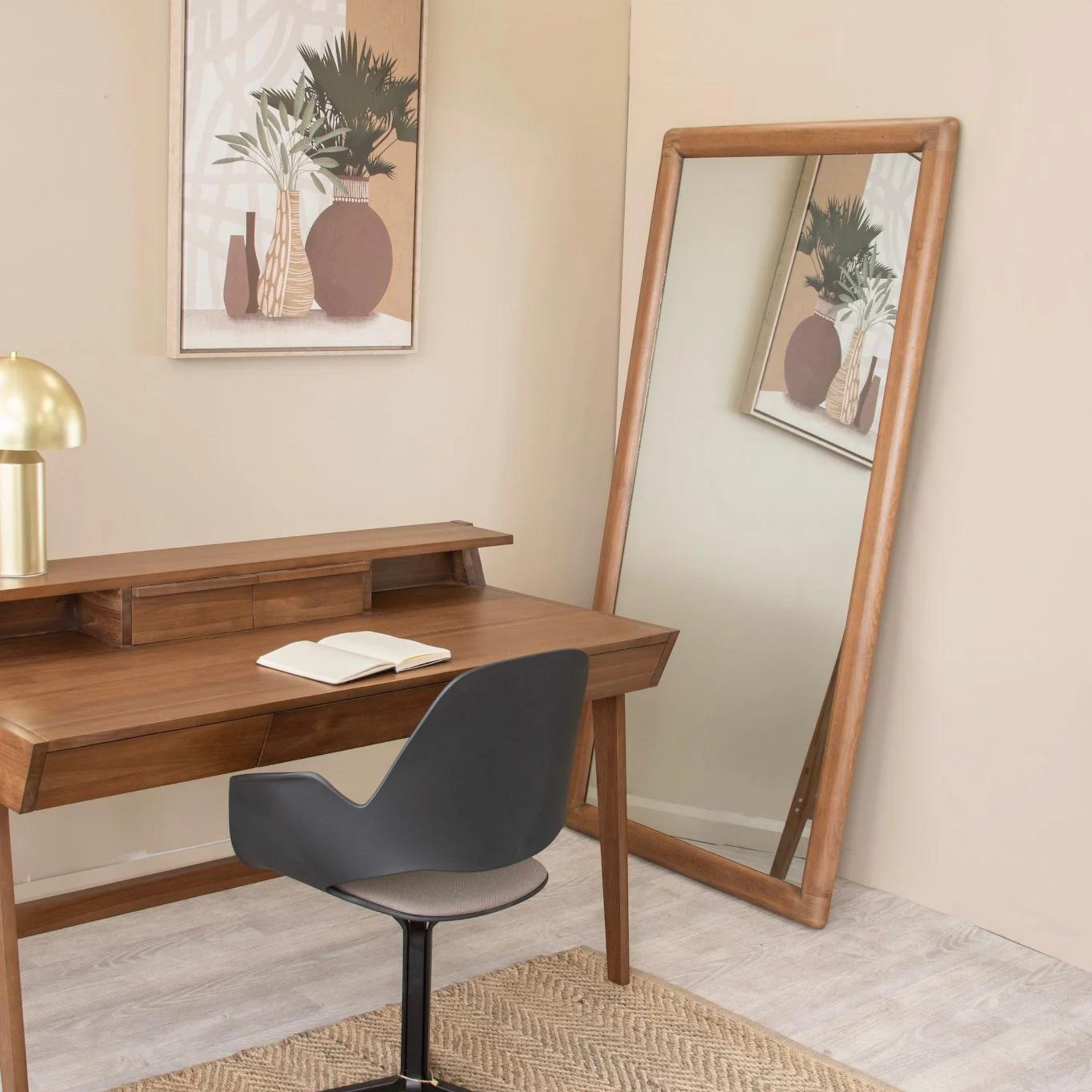 Vintage Floor Mirror - Teak