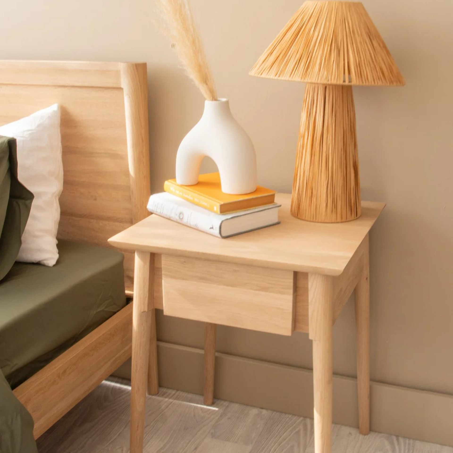 Vintage Bedside Table Small - Oak