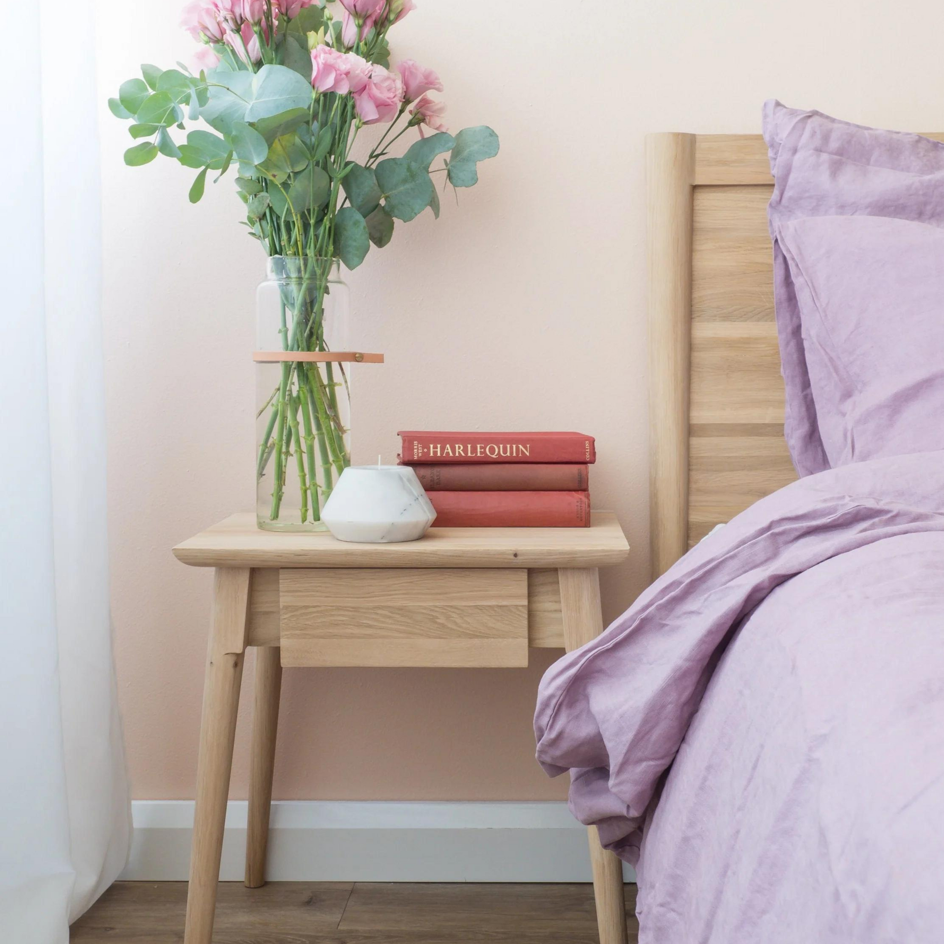 Vintage Bedside Table - Oak