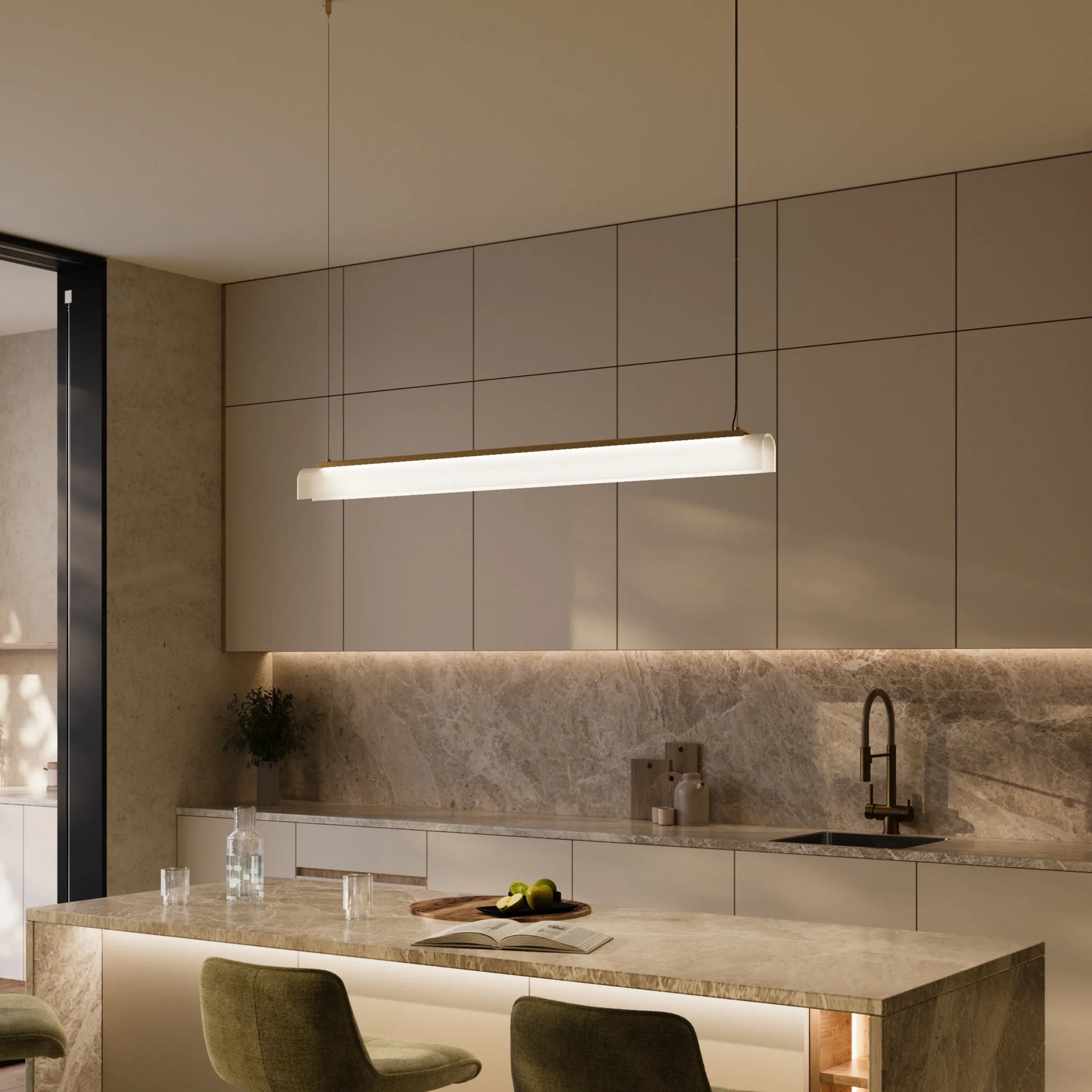 Edge Linear Pendant Light - Brass/Frosted