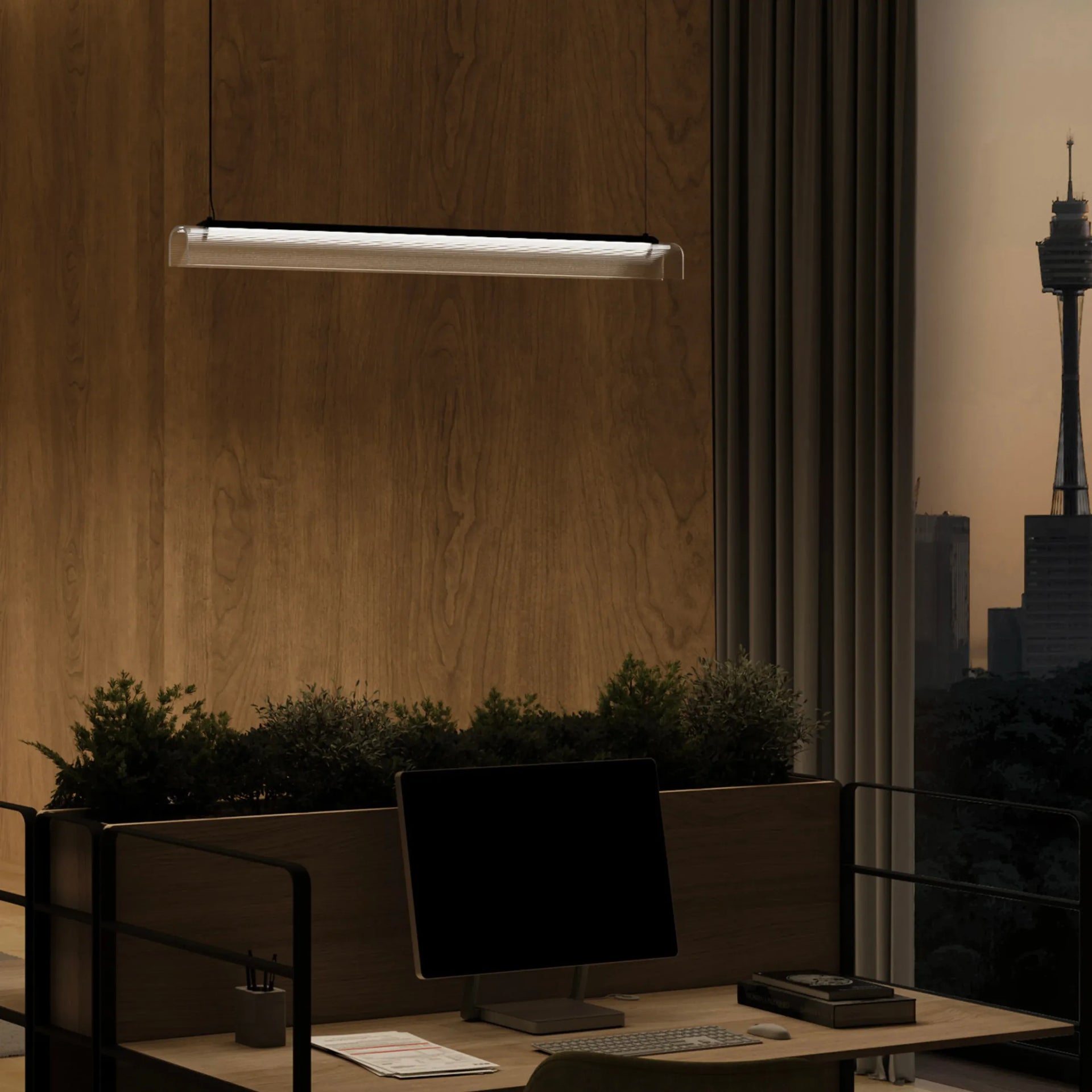 Edge Linear Pendant Light - Iron/Clear