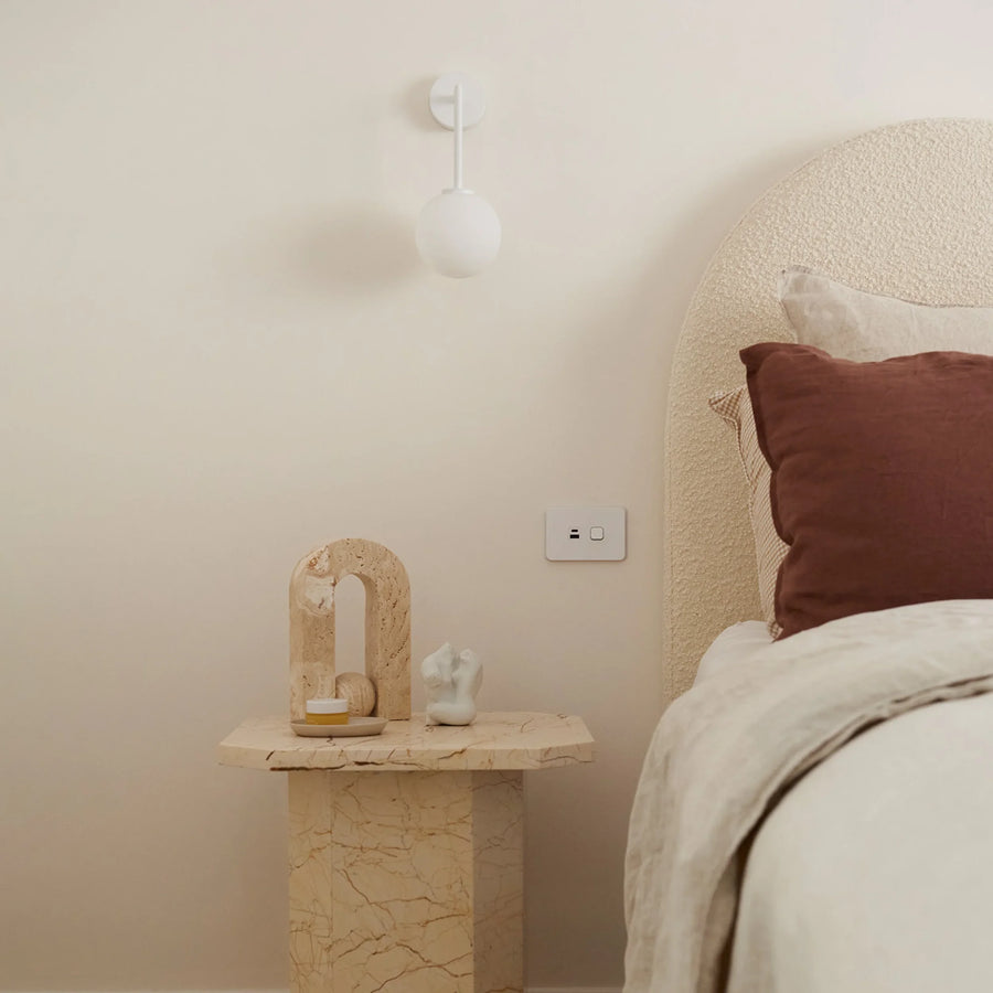 Orb Long Arm Wall Light Small - White