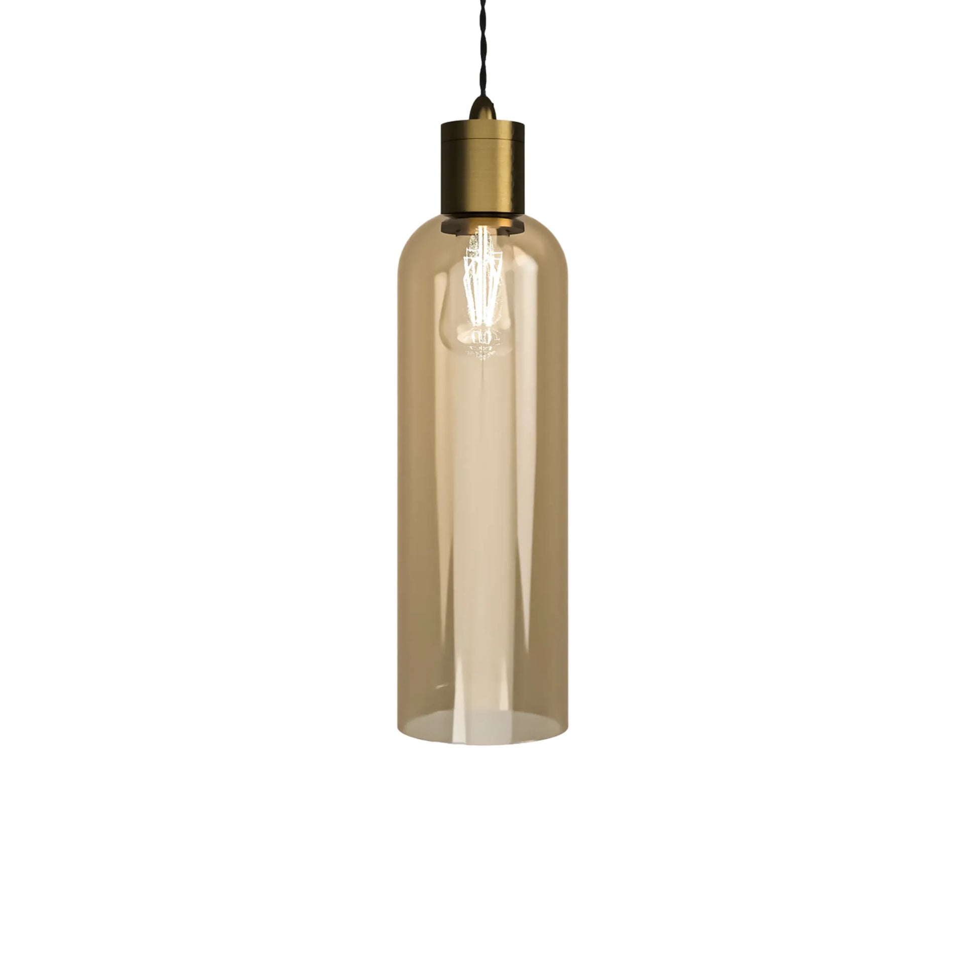 Parlour Elong Pendant Light - Brass/Amber