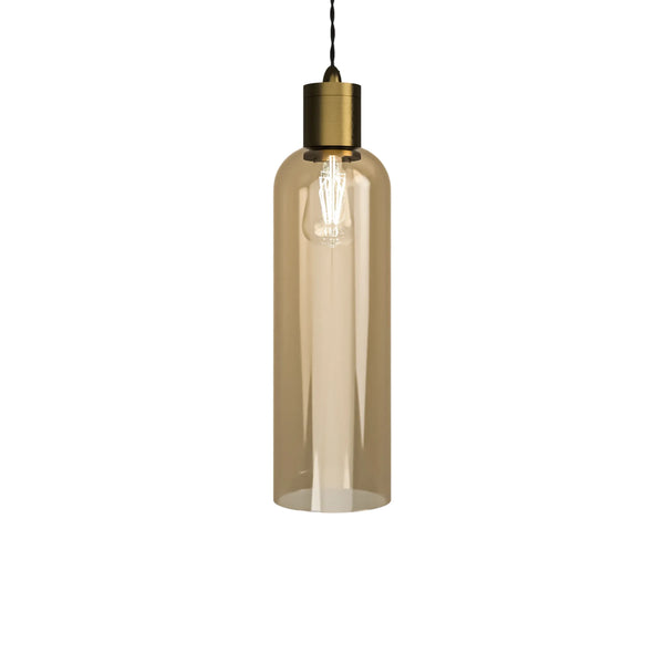 Parlour Elong Pendant Light - Brass/Amber