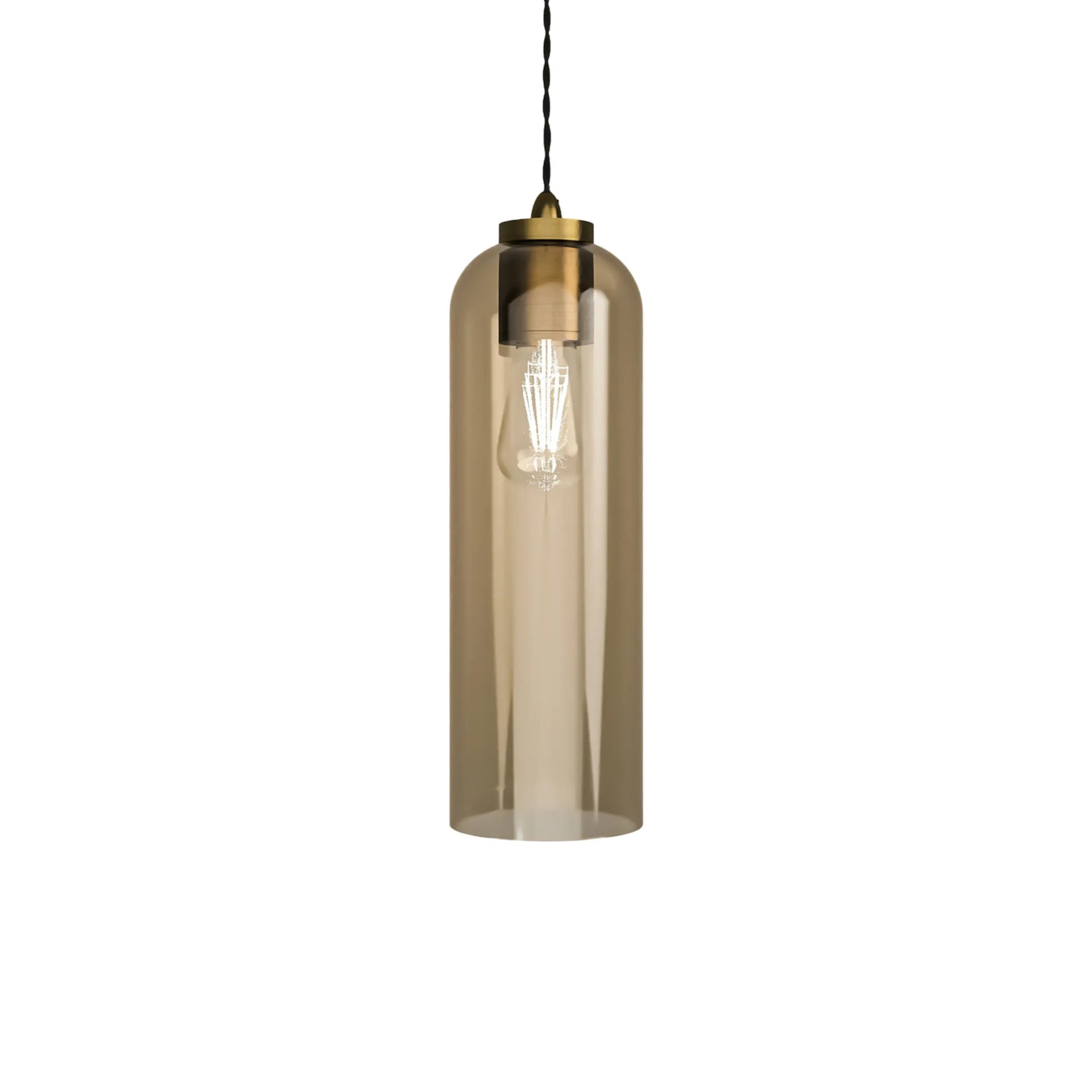 Parlour Elong Pendant Light - Brass/Amber
