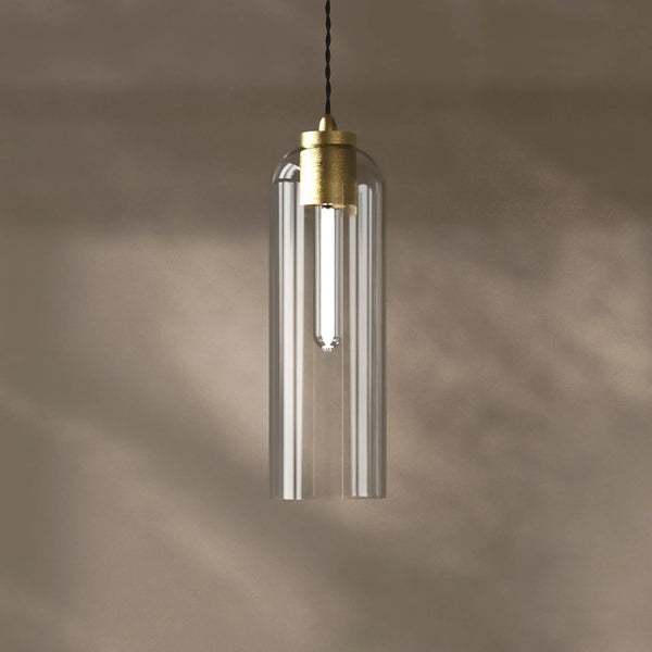 Parlour Elong Pendant Light - Brass/Clear