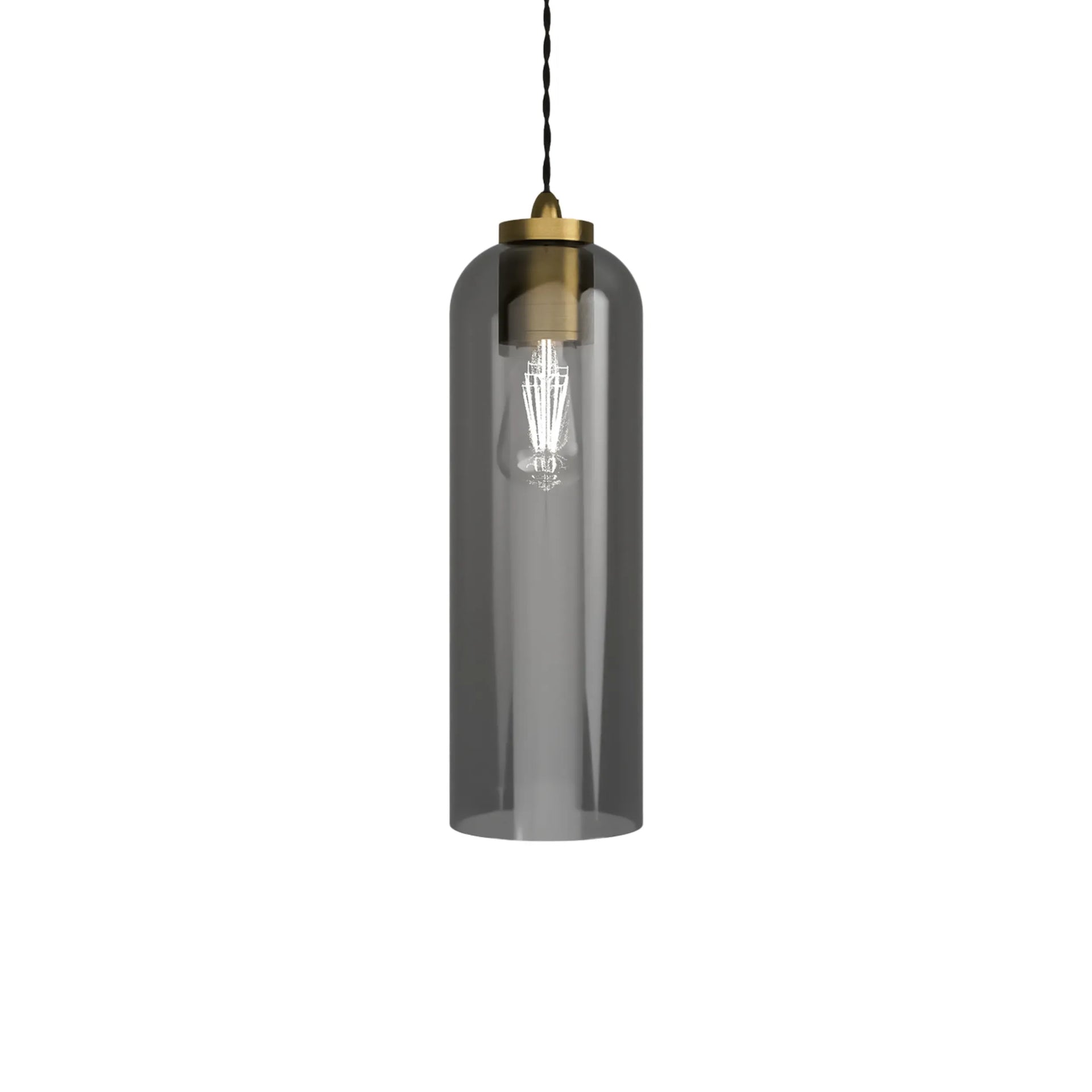 Parlour Elong Pendant Light - Brass/Smoke