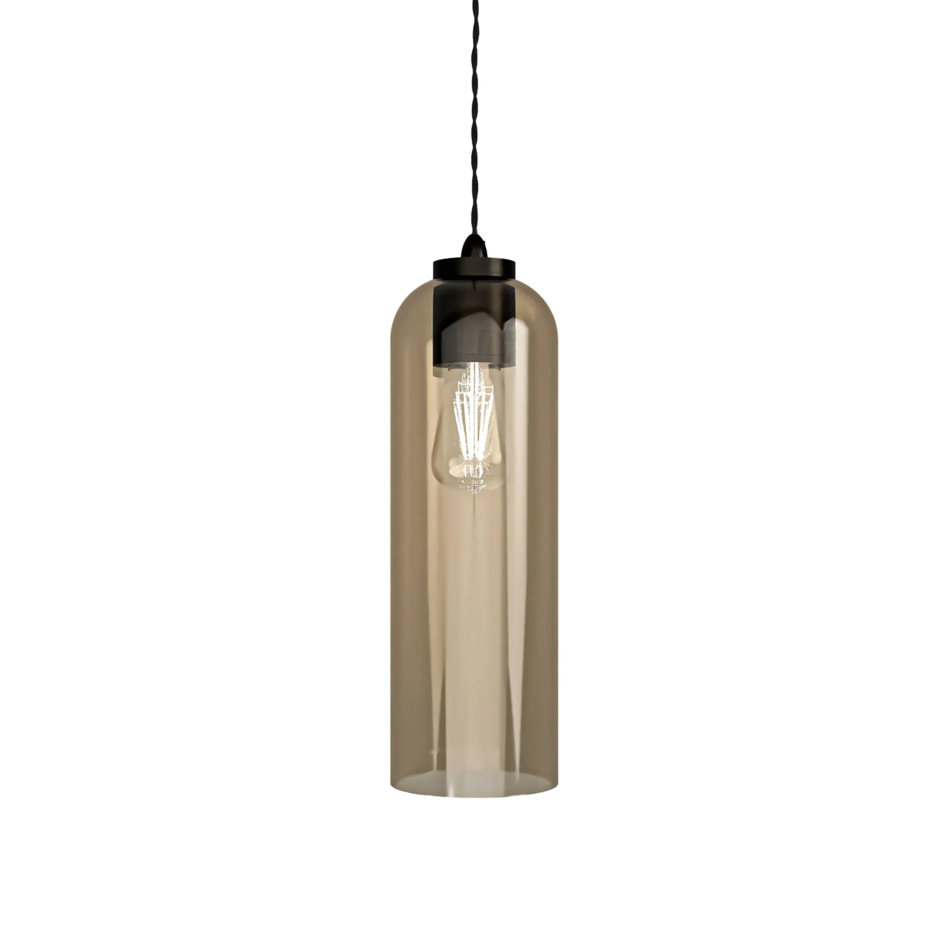 Parlour Elong Pendant Light - Iron/Amber