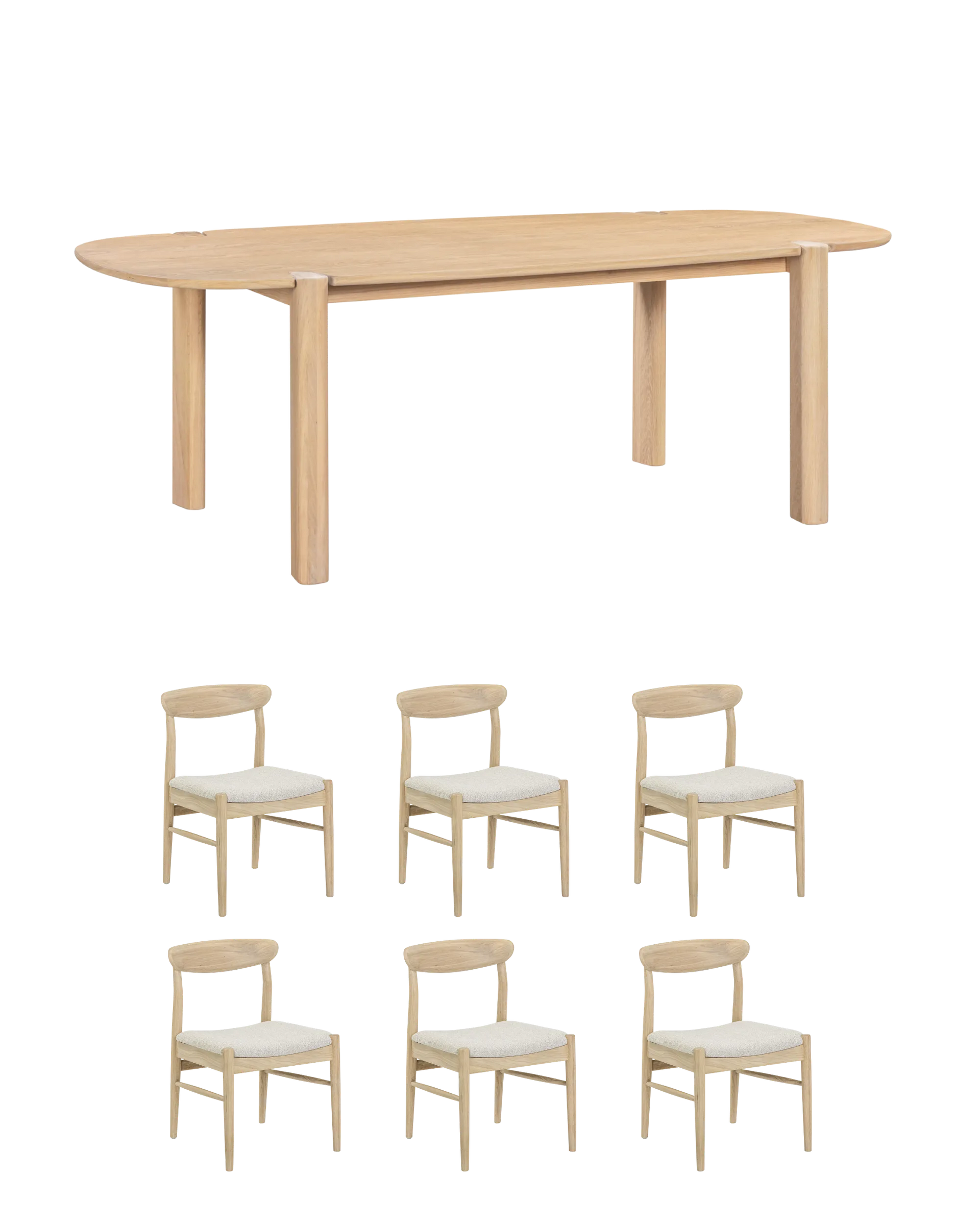 Lunara Dining Package - 220cm Oak / Tate Biscotti