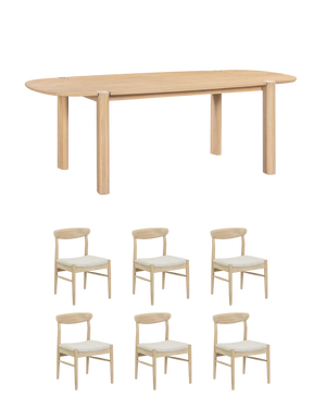 Lunara Dining Package - 220cm Oak / Tate Biscotti