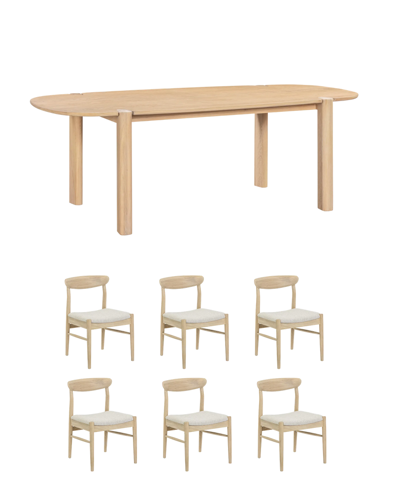 Lunara Dining Package - 220cm Oak / Tate Biscotti