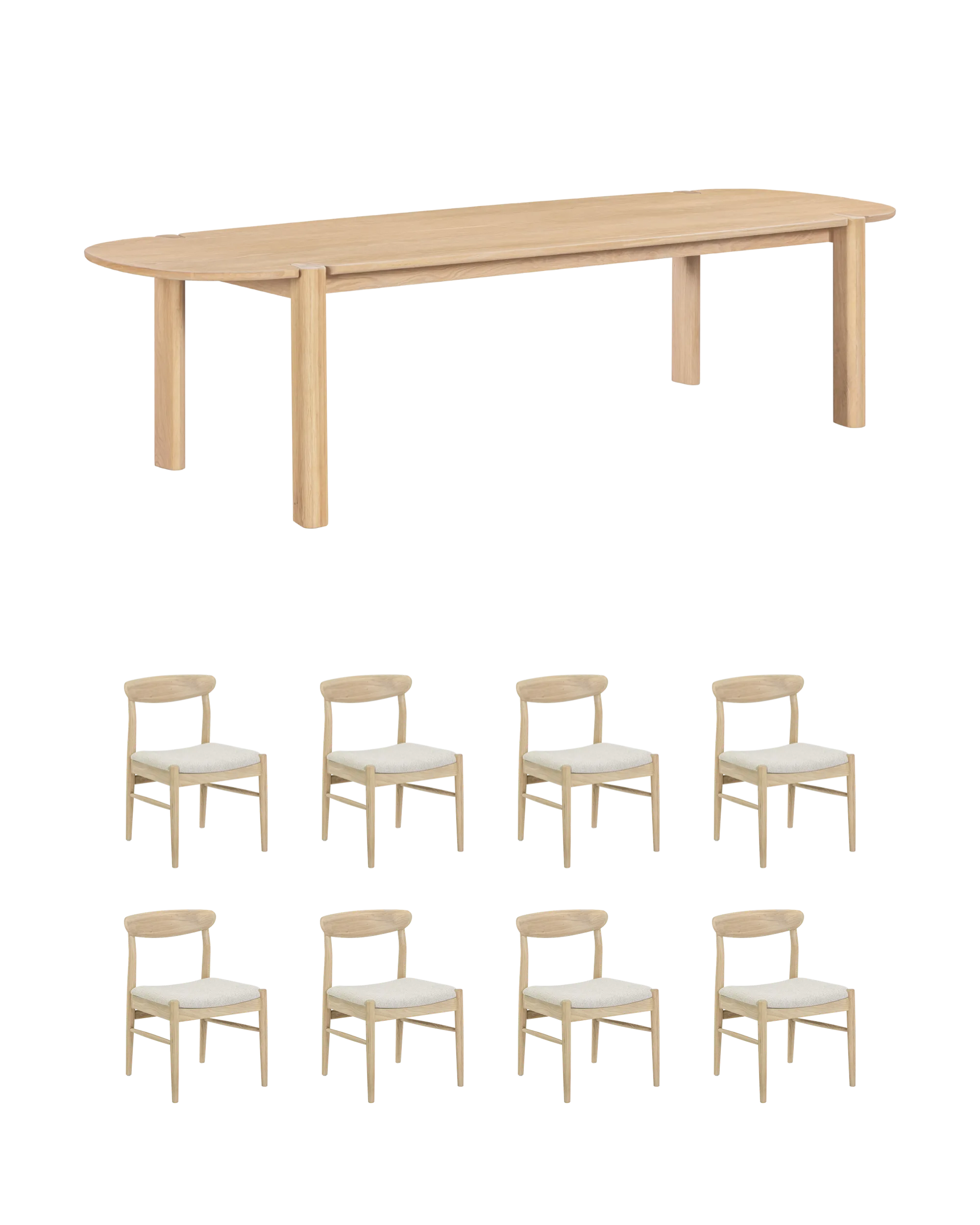 Lunara Dining Package - 300cm Oak / Tate Biscotti