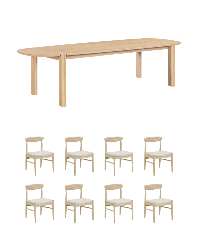 Lunara Dining Package - 300cm Oak / Tate Biscotti