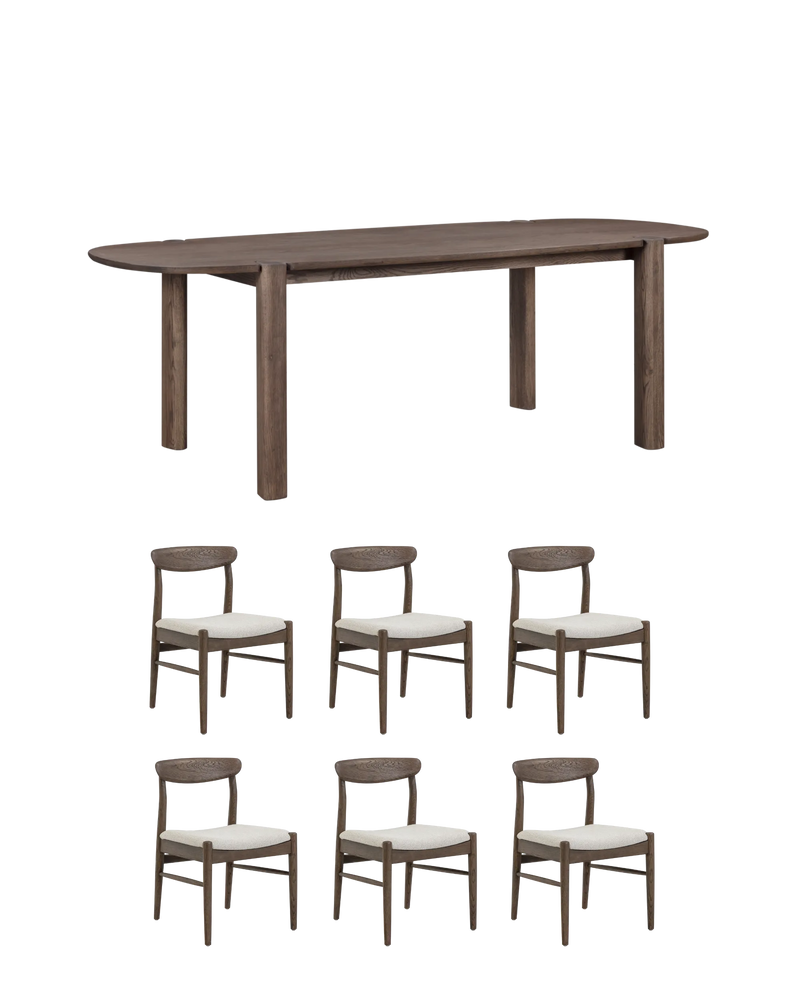 Lunara Dining Package - 220cm Earthen Oak / Tate Biscotti