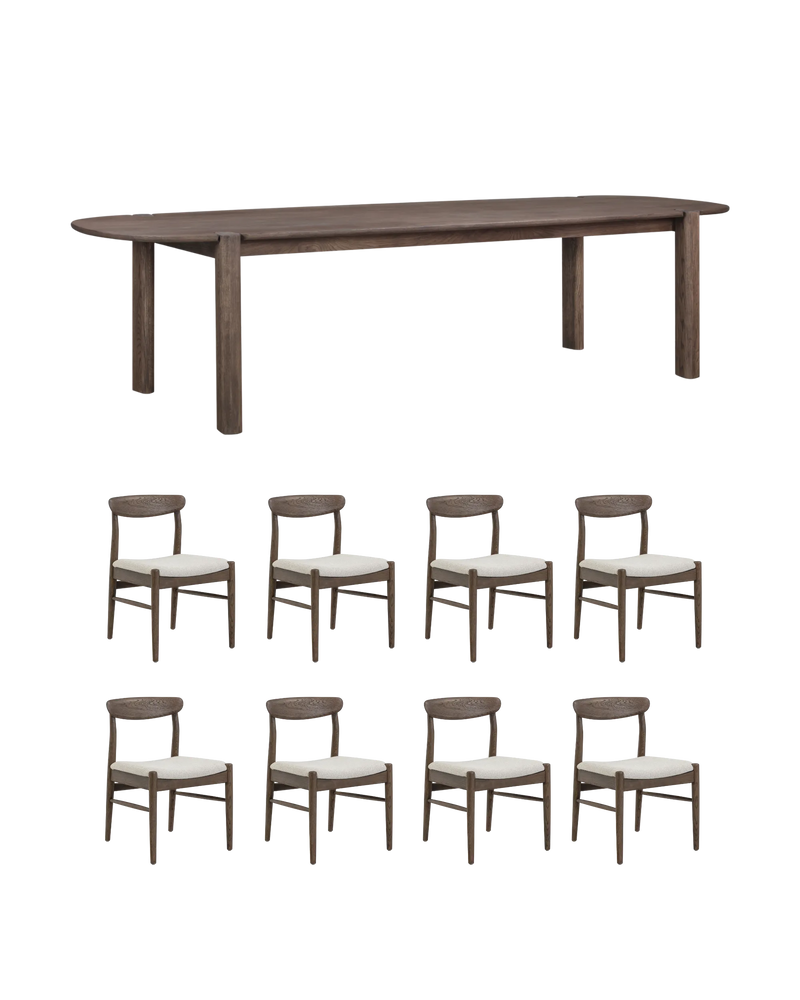 Lunara Dining Package - 300cm Earthen Oak / Tate Biscotti