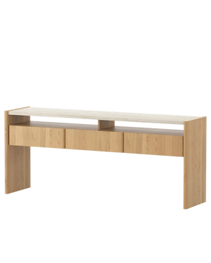 Stella Console Table 180cm - Oak/Travertine