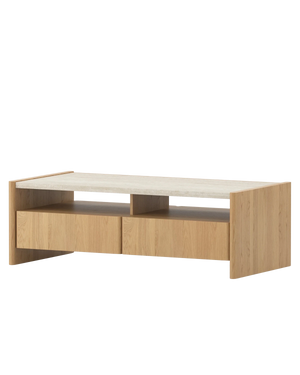 Stella Coffee Table 130cm - Oak/Travertine