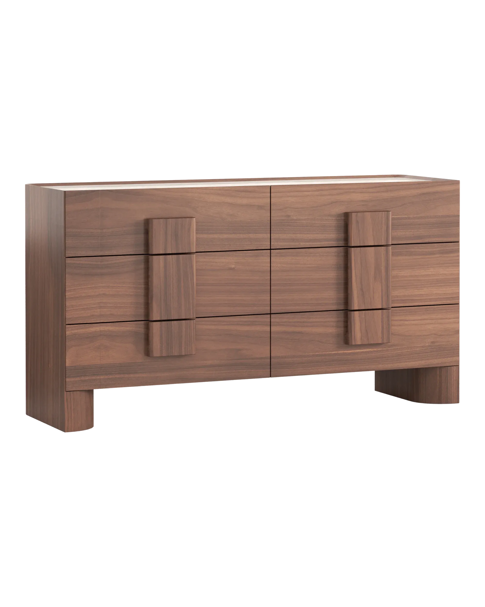 Nora 6 Drawer Chest - Walnut / Sahara Marble