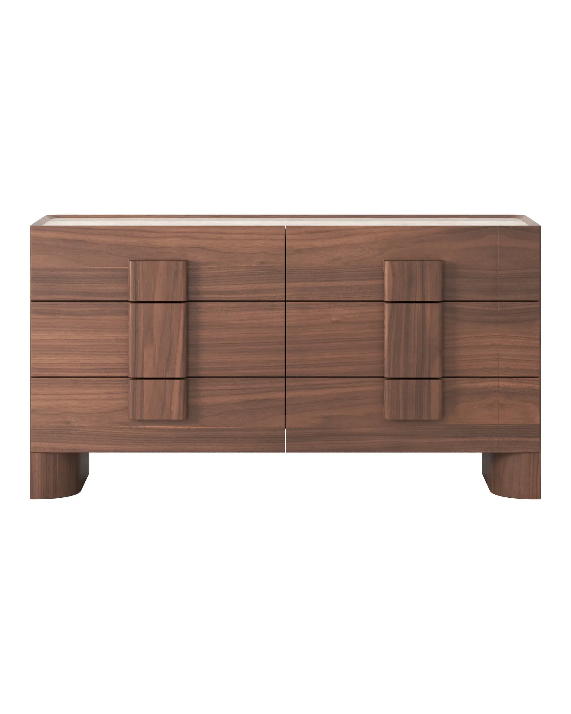 Nora 6 Drawer Chest - Walnut / Sahara Marble