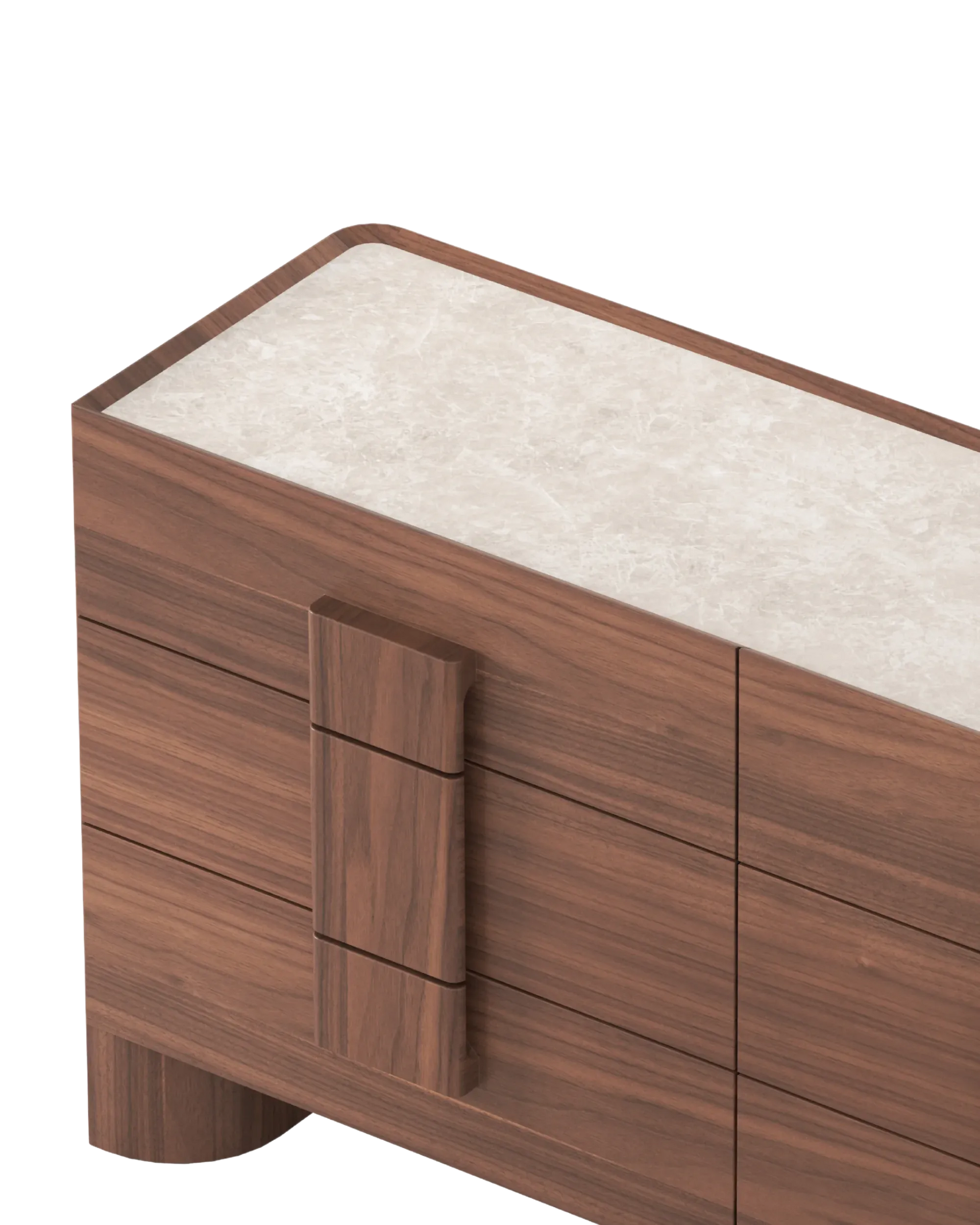 Nora 6 Drawer Chest - Walnut / Sahara Marble