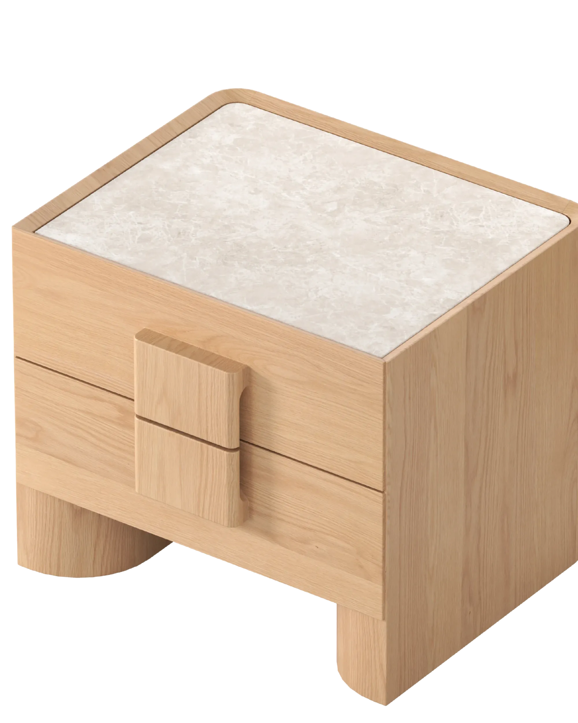 Nora Bedside Table - Oak / Sahara Marble