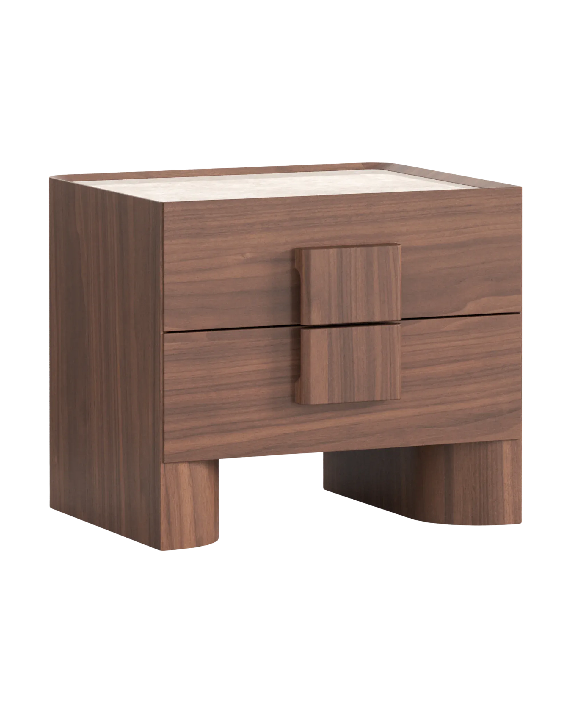 Nora Bedside Table - Walnut / Sahara Marble