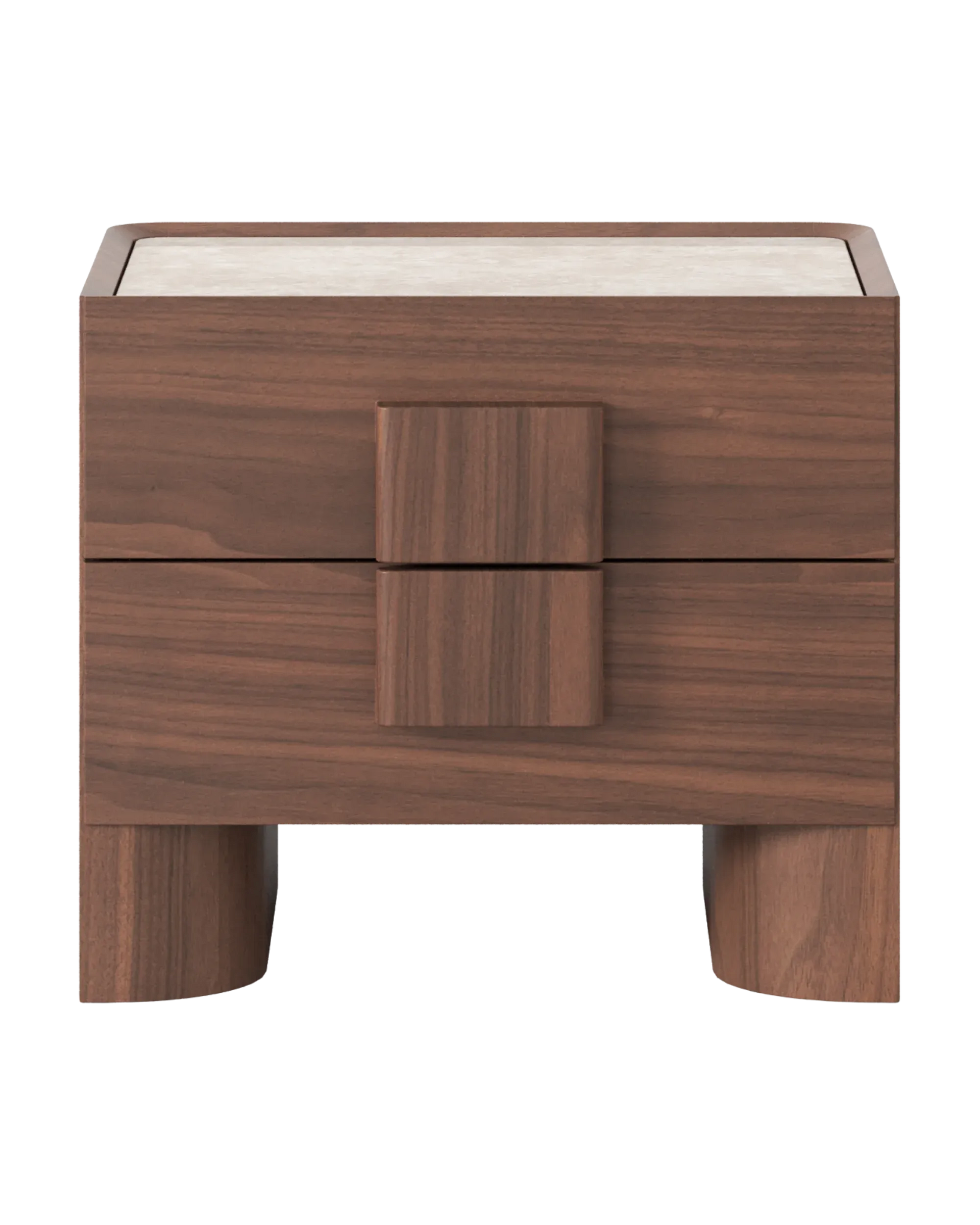 Nora Bedside Table - Walnut / Sahara Marble