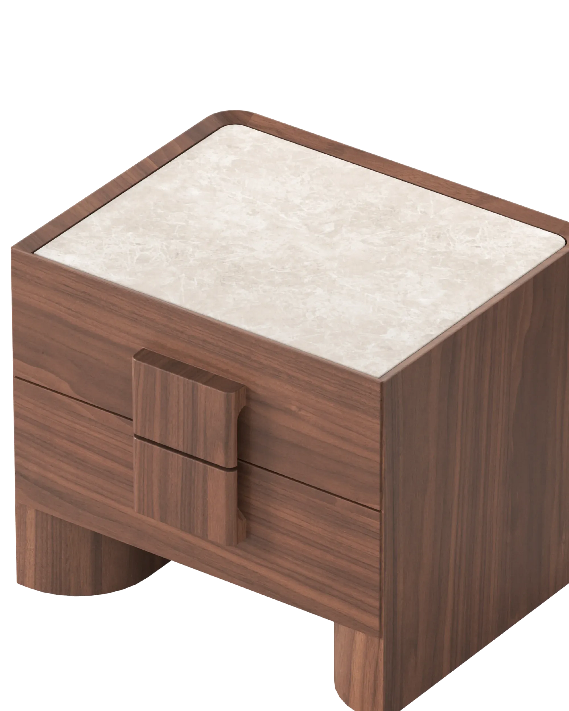Nora Bedside Table - Walnut / Sahara Marble