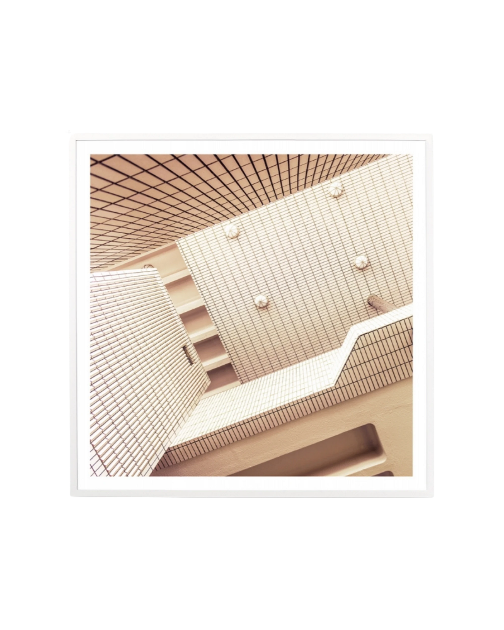 Abstract Architecture Print 83cm x 83cm - Light Timber Frame