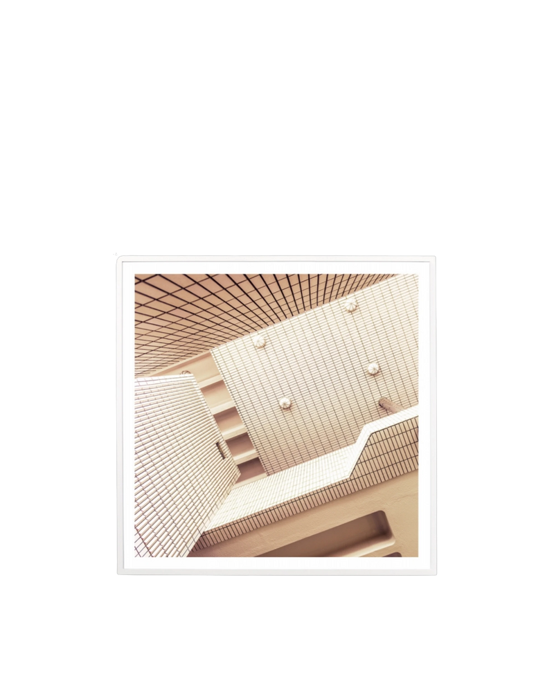 Abstract Architecture Print 68cm x 68cm - Light Timber Frame