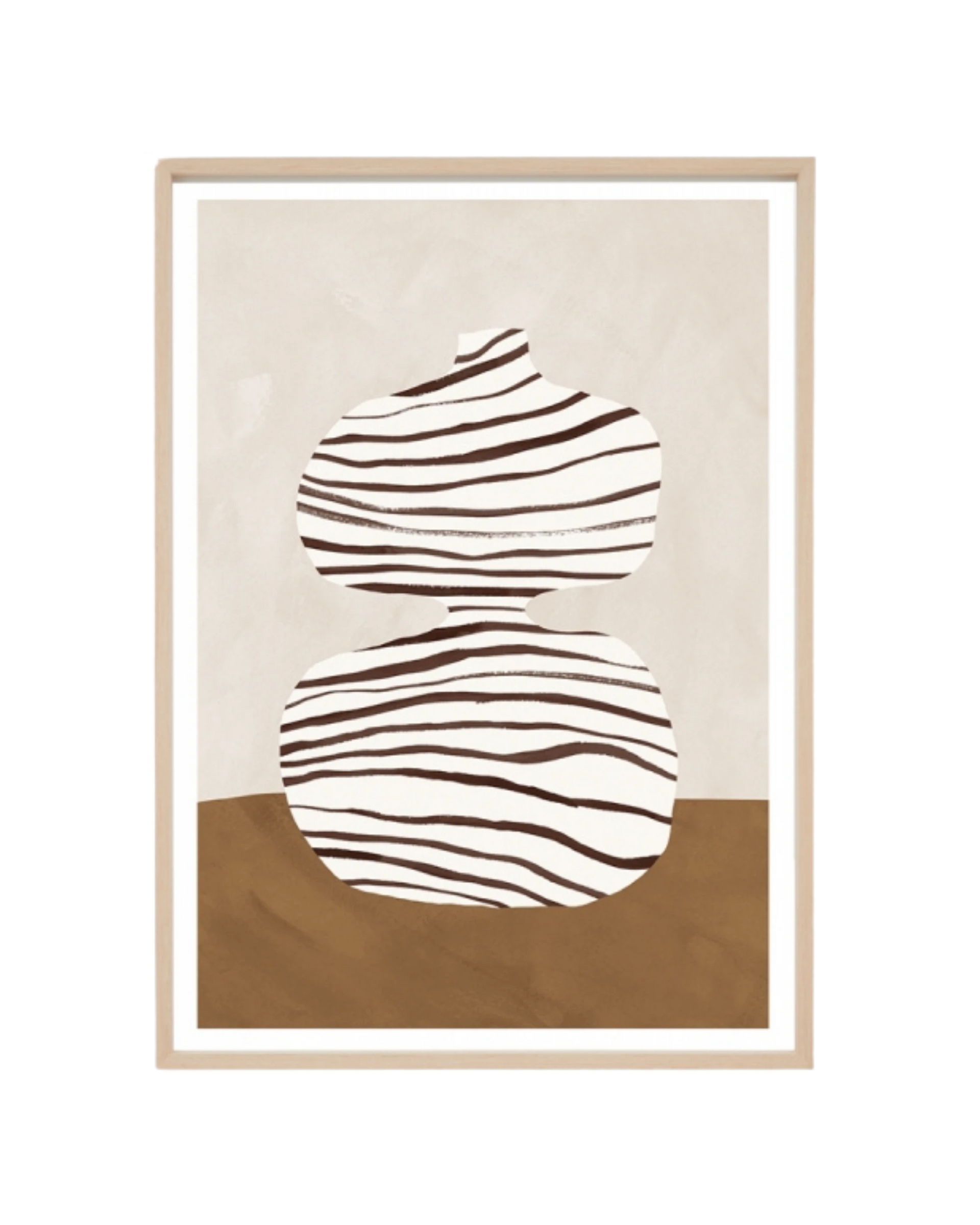 Abstract Ceramic Nutmeg 1 Print 62cm x 86cm - Light Timber Frame