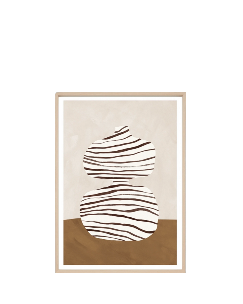 Abstract Ceramic Nutmeg 1 Print 62cm x 86cm - Light Timber Frame