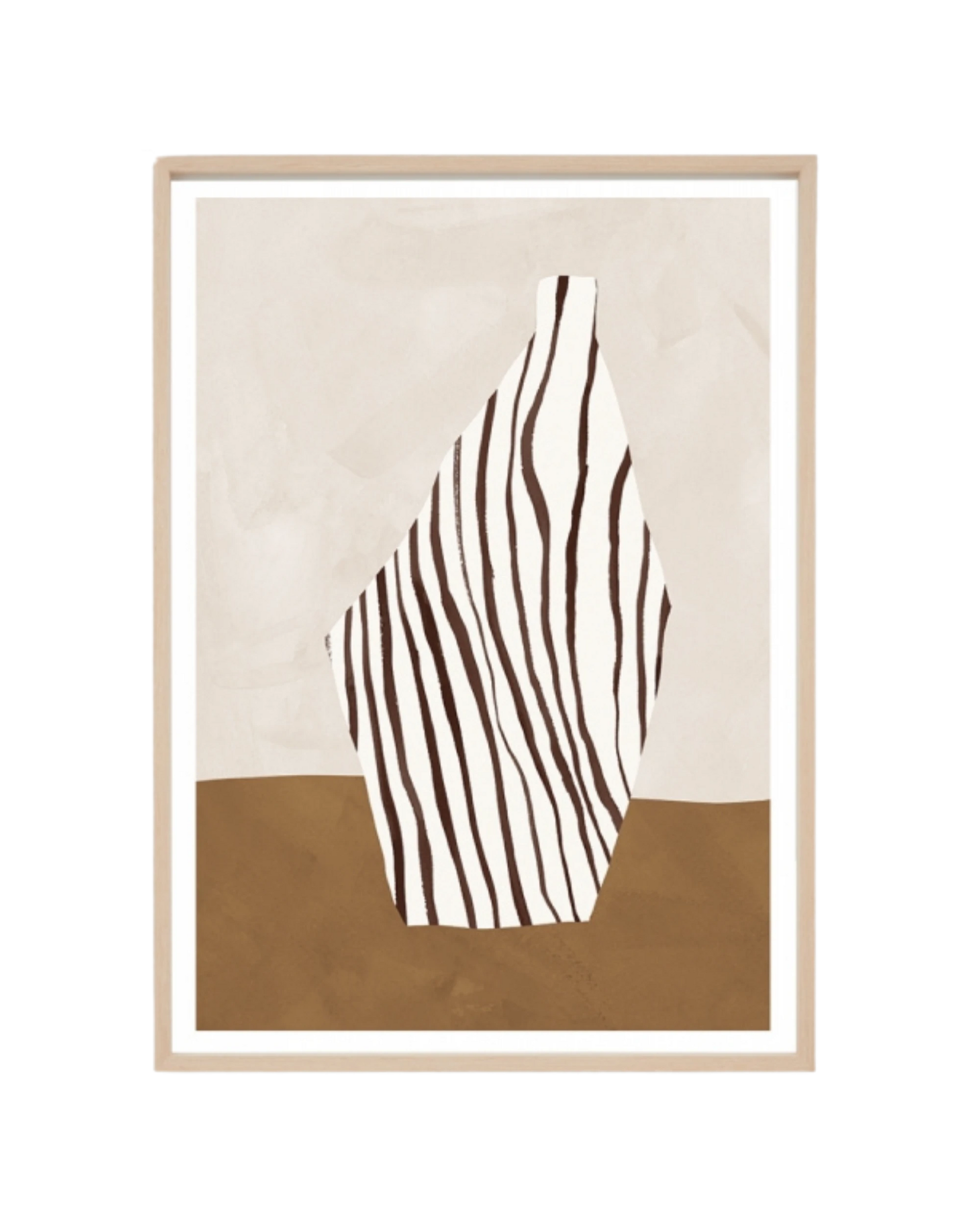 Abstract Ceramic Nutmeg 2 Print 86cm x 121cm - Light Timber Frame