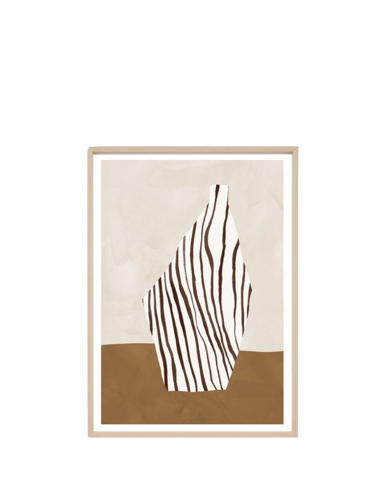 Abstract Ceramic Nutmeg 2 Print 62cm x 86cm - Light Timber Frame
