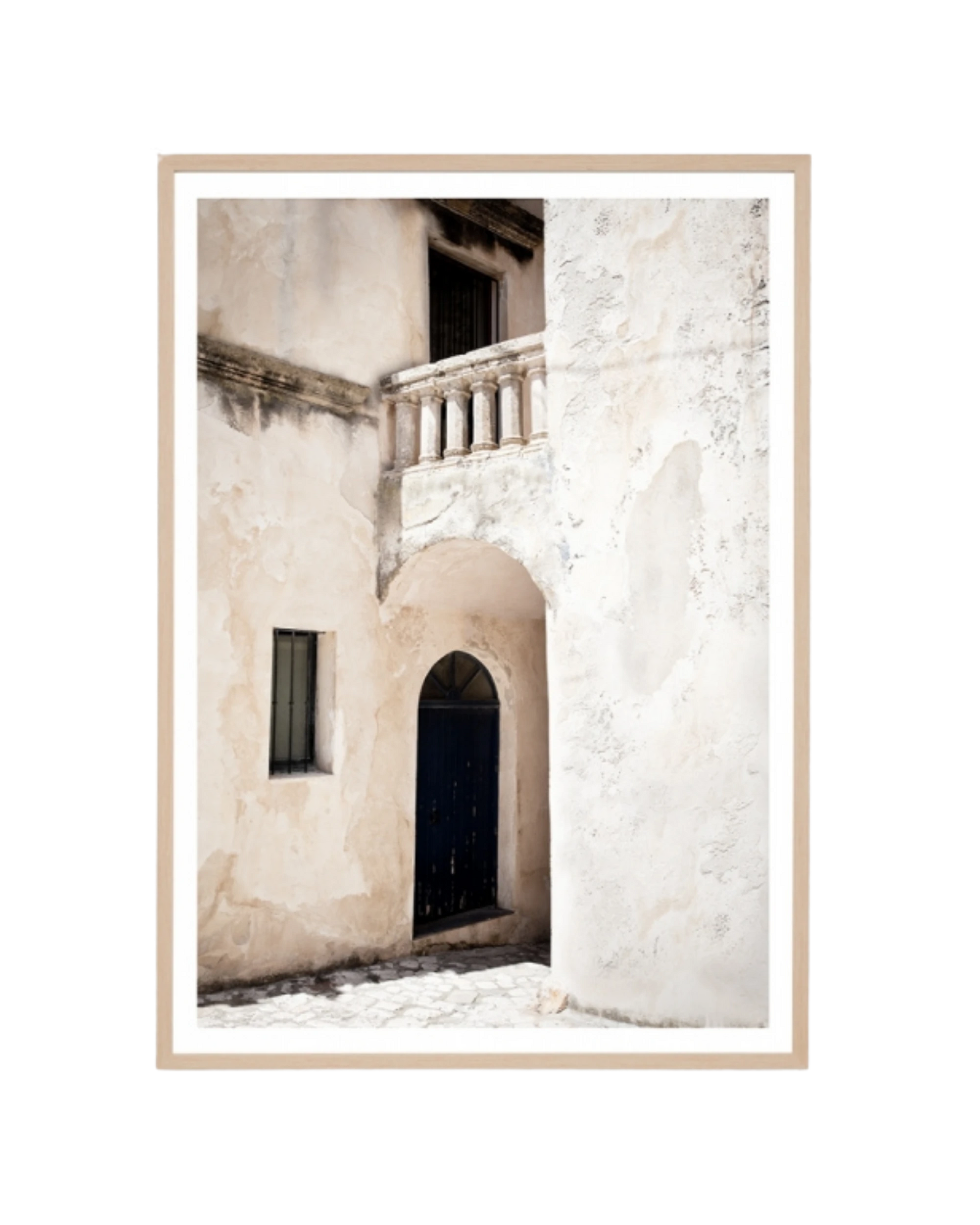 Apulia Archway Print 62cm x 87cm - Light Timber Frame