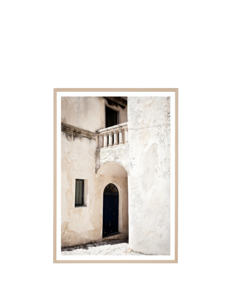 Apulia Archway Print 62cm x 87cm - Light Timber Frame