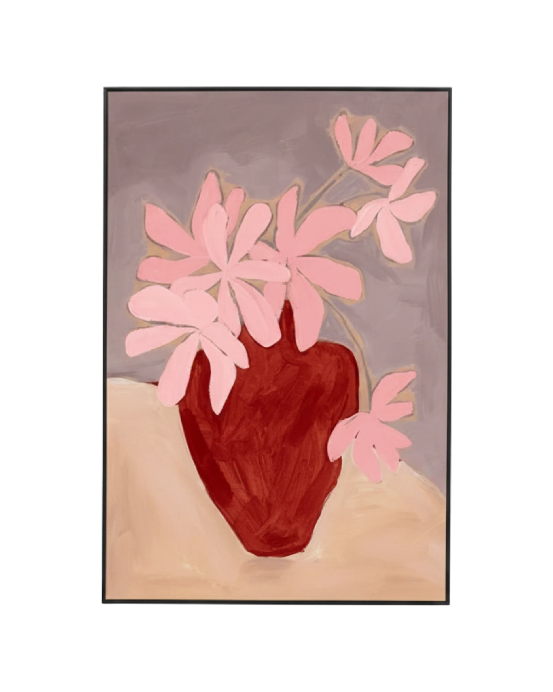 Bold Arrangement Red 1 Canvas Print 60cm x 90cm - Black Frame