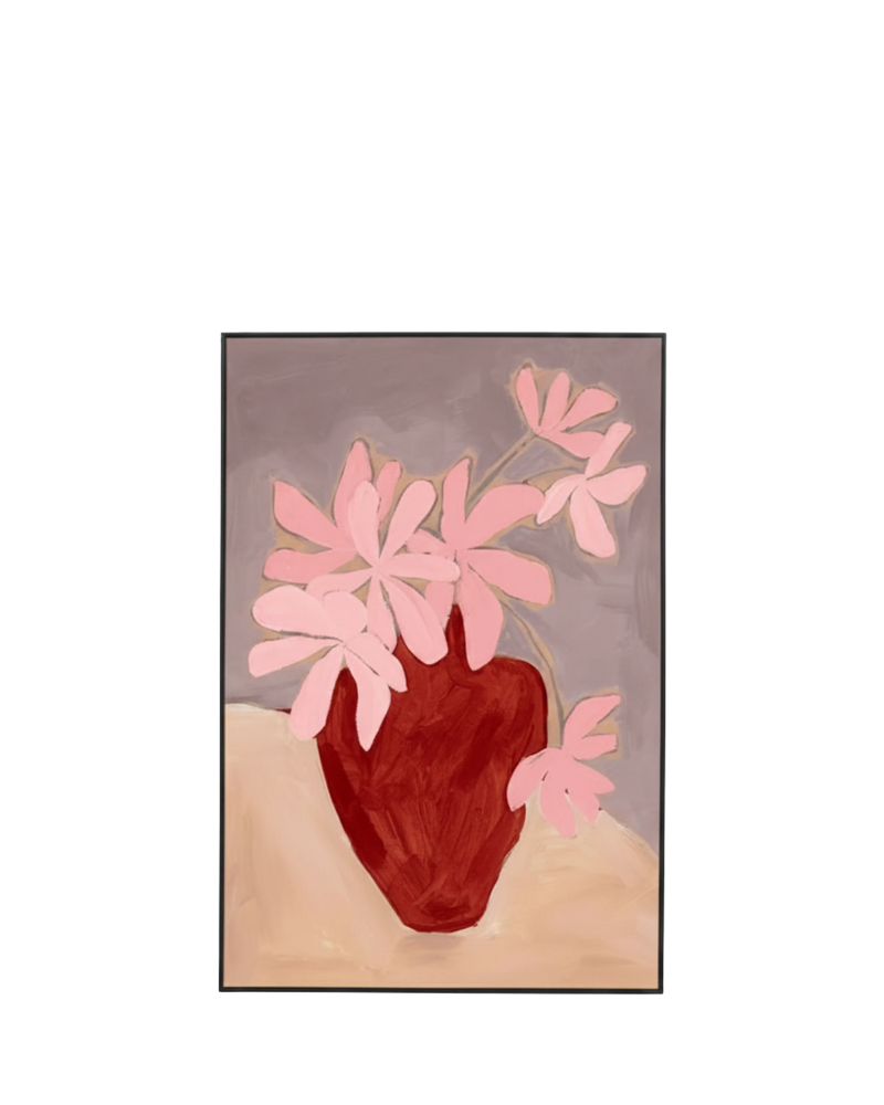 Bold Arrangement Red 1 Canvas Print 60cm x 90cm - Black Frame