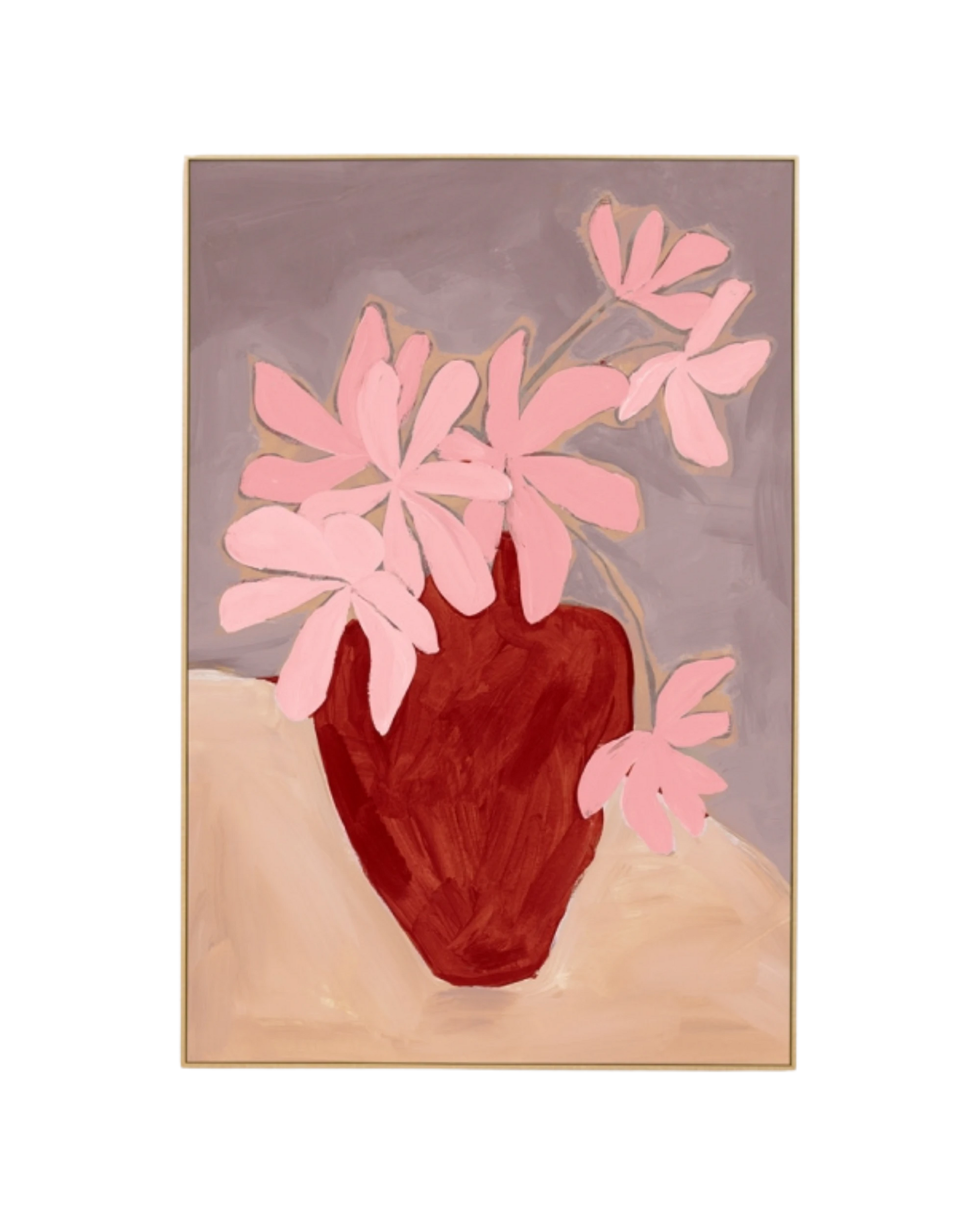 Bold Arrangement Red 1 Canvas Print 60cm x 90cm - Light Timber Frame