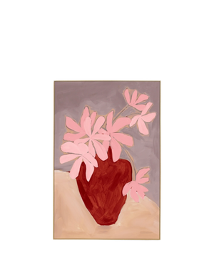 Bold Arrangement Red 1 Canvas Print 60cm x 90cm - Light Timber Frame